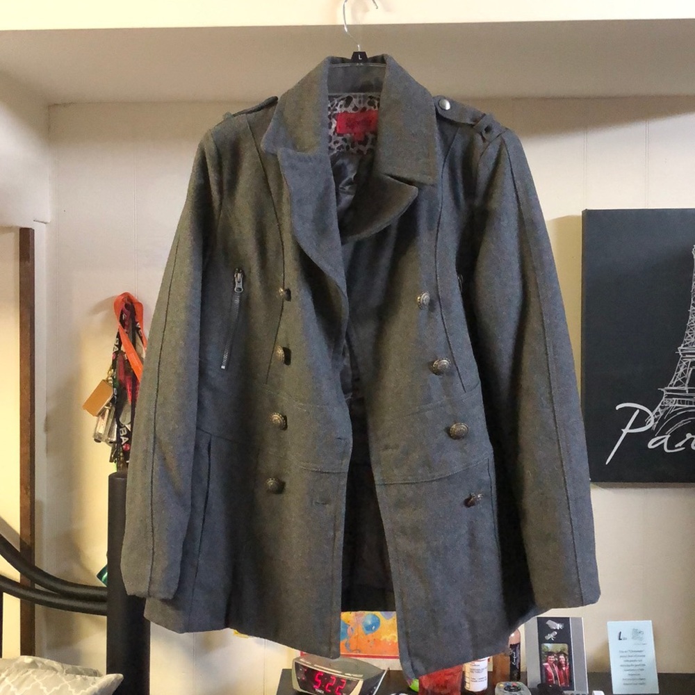 Excelled Collection Gray Peacoat.